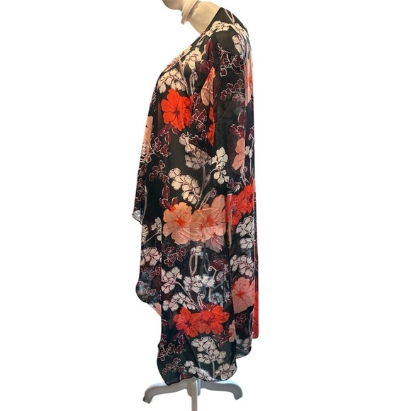 Lularoe Shirley women's size small black floral duster/ Kimono, nwt - Picture 3 of 6